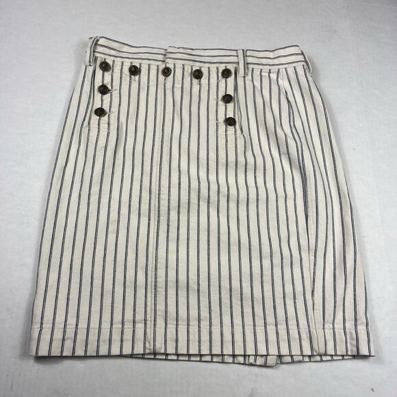Lauren Ralph Lauren Denim Mini Skirt Striped Nautical Preppy Sailor Size 10 FLAW - Picture 1 of 10